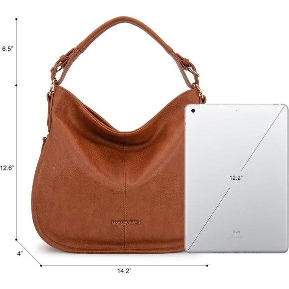 Women Hobo Bag Vegan Leather Large Capacity Shoulder Sling Crossbody Purse
